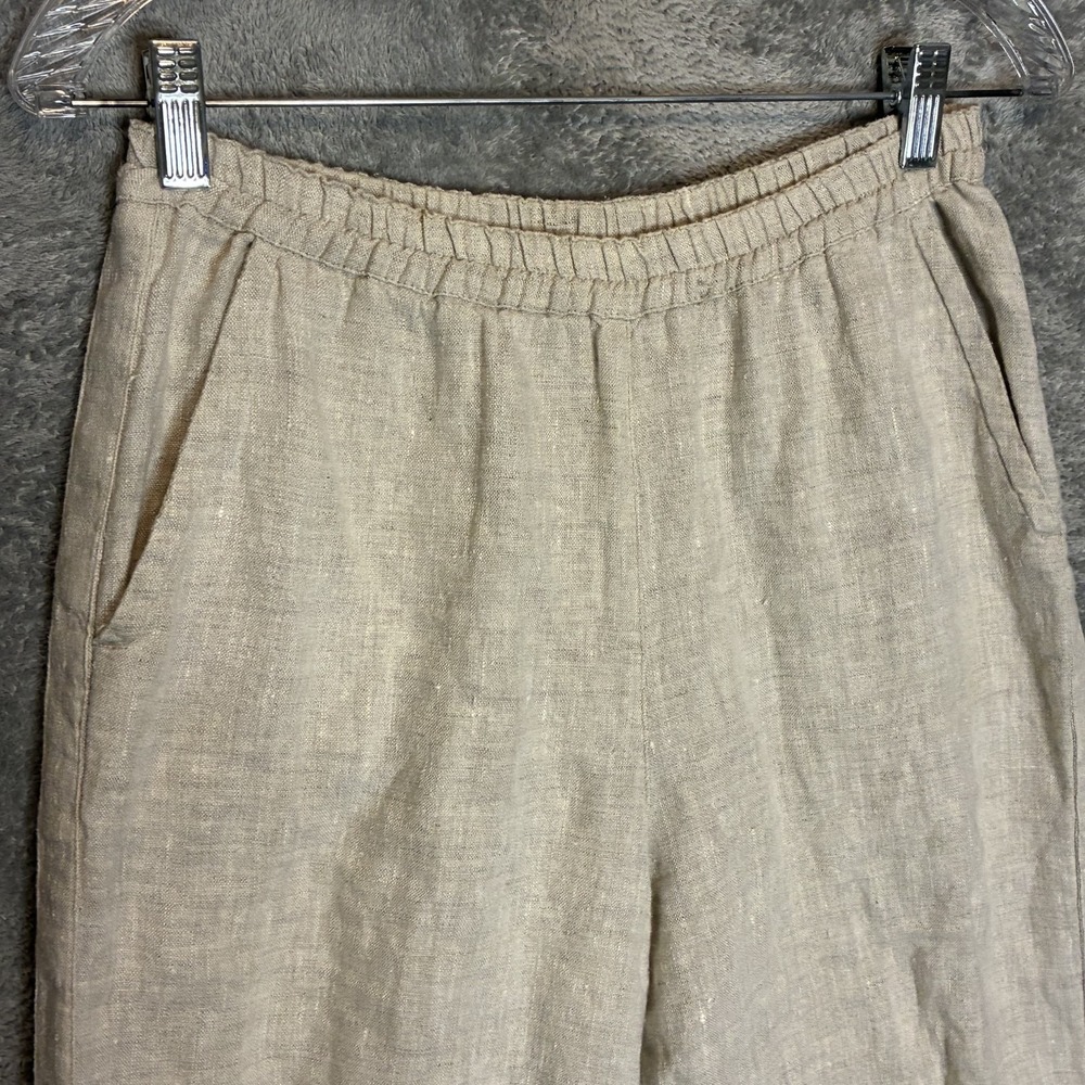Vtg Chicos 0 Womens Linen Pull On Crop Pants S Neutral Old Money Quiet Luxury